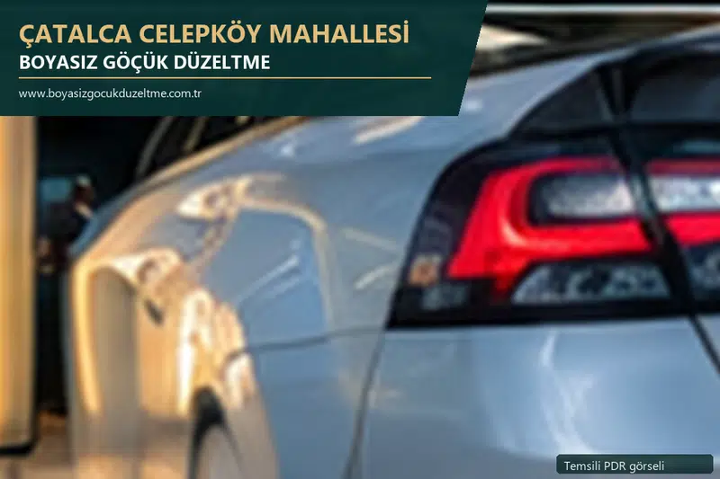 Çatalca Celepköy Mahallesi hizmet rehberi için modern otomobil ve boyasız göçük incelemesini anlatan temsili görsel