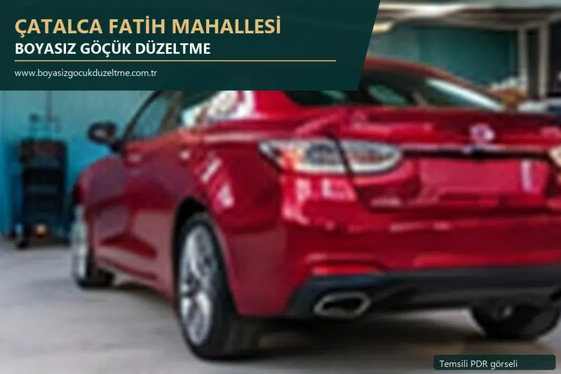 Çatalca Fatih Mahallesi hizmet rehberi için modern otomobil ve boyasız göçük incelemesini anlatan temsili görsel