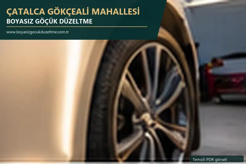 Çatalca Gökçeali Mahallesi hizmet rehberi için modern otomobil ve boyasız göçük incelemesini anlatan temsili görsel