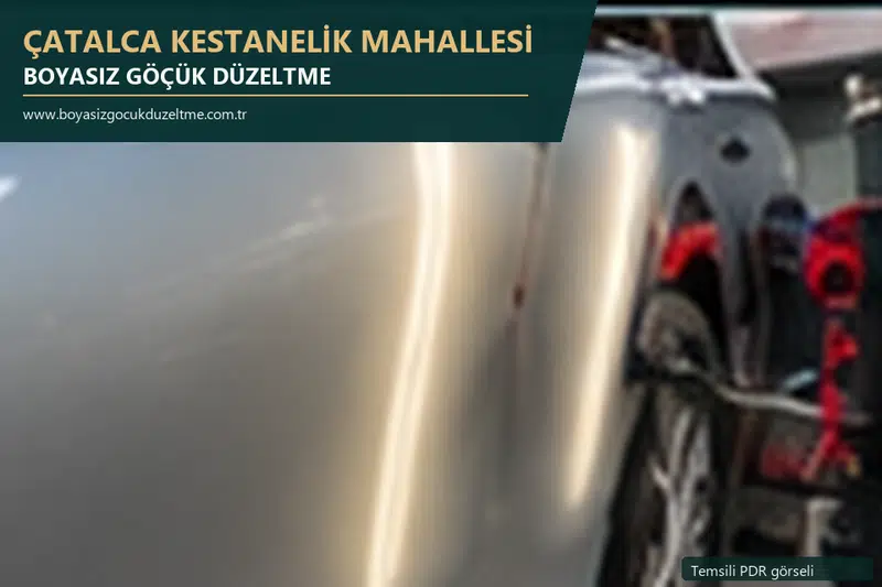 Çatalca Kestanelik Mahallesi hizmet rehberi için modern otomobil ve boyasız göçük incelemesini anlatan temsili görsel