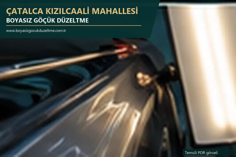 Çatalca Kızılcaali Mahallesi hizmet rehberi için modern otomobil ve boyasız göçük incelemesini anlatan temsili görsel