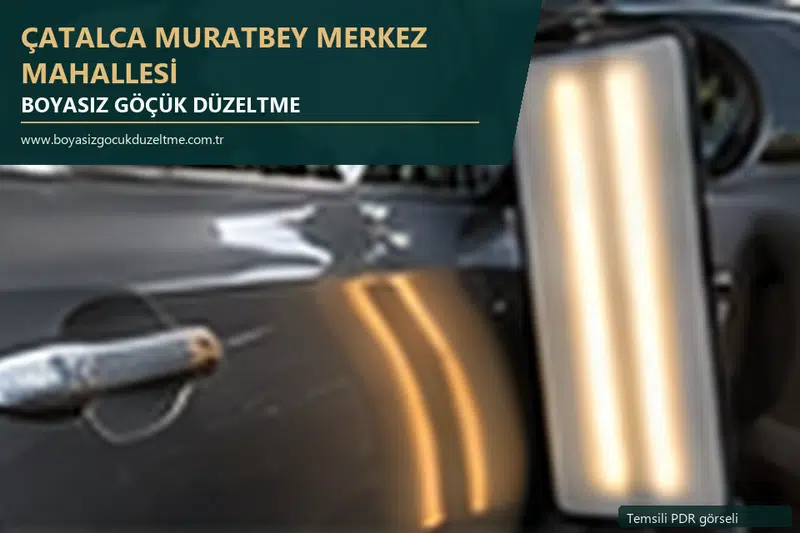 Çatalca Muratbey Merkez Mahallesi hizmet rehberi için modern otomobil ve boyasız göçük incelemesini anlatan temsili görsel