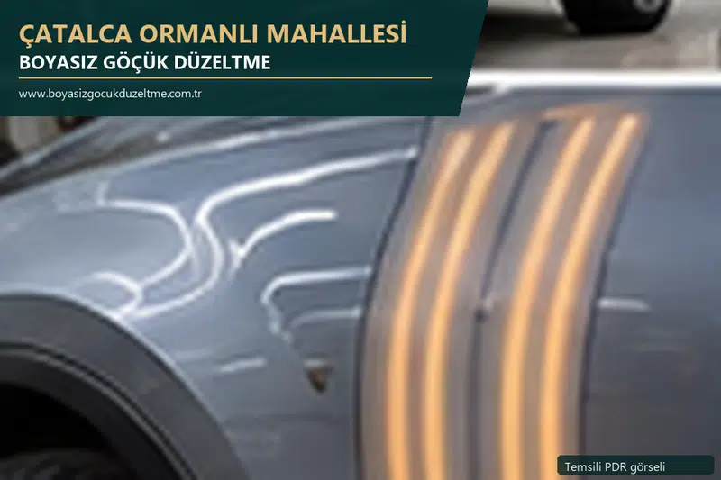 Çatalca Ormanlı Mahallesi hizmet rehberi için modern otomobil ve boyasız göçük incelemesini anlatan temsili görsel