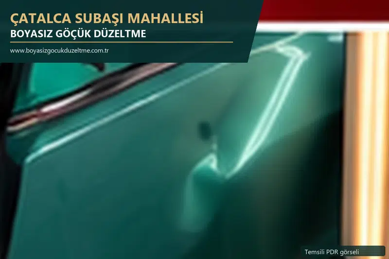 Çatalca Subaşı Mahallesi hizmet rehberi için modern otomobil ve boyasız göçük incelemesini anlatan temsili görsel