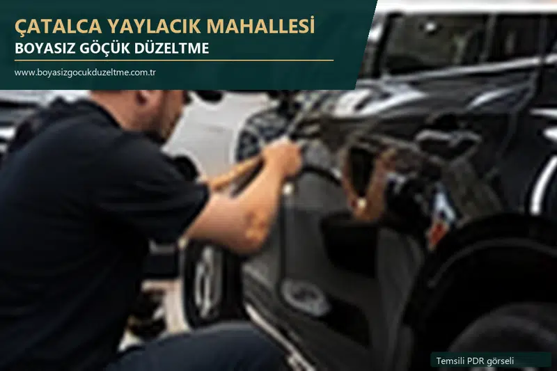 Çatalca Yaylacık Mahallesi hizmet rehberi için modern otomobil ve boyasız göçük incelemesini anlatan temsili görsel