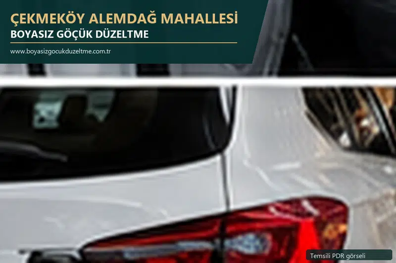 Çekmeköy Alemdağ Mahallesi hizmet rehberi için modern otomobil ve boyasız göçük incelemesini anlatan temsili görsel