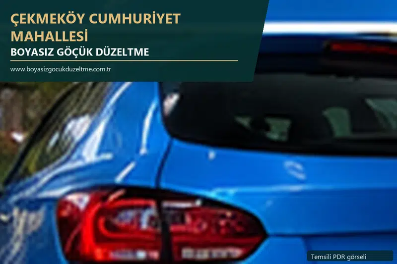 Çekmeköy Cumhuriyet Mahallesi hizmet rehberi için modern otomobil ve boyasız göçük incelemesini anlatan temsili görsel