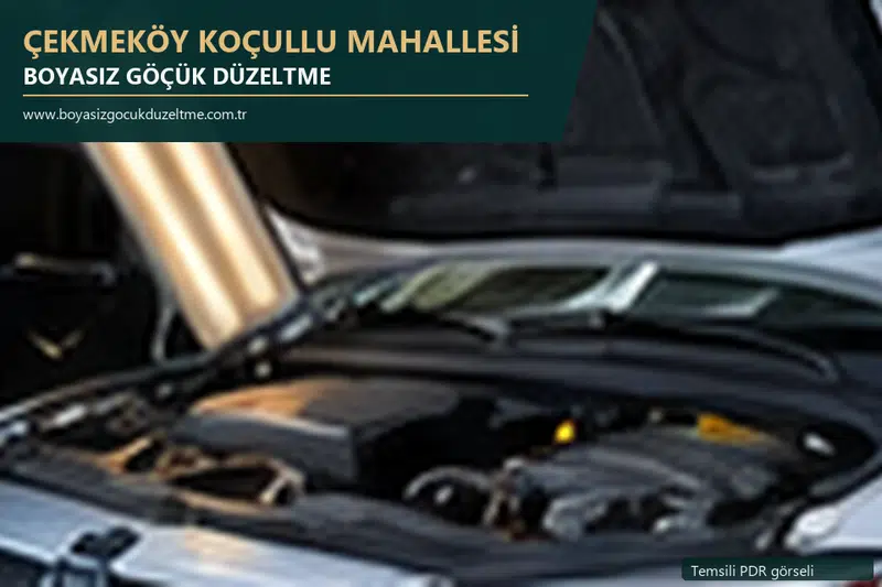 Çekmeköy Koçullu Mahallesi hizmet rehberi için modern otomobil ve boyasız göçük incelemesini anlatan temsili görsel
