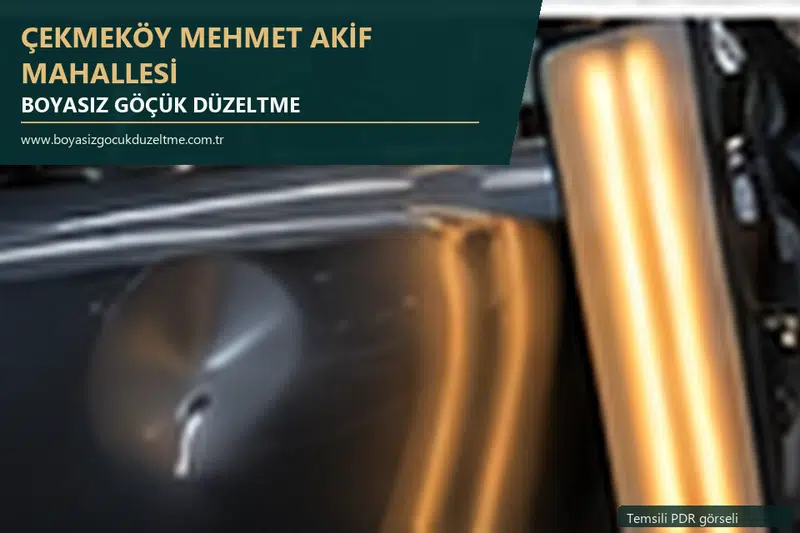 Çekmeköy Mehmet Akif Mahallesi hizmet rehberi için modern otomobil ve boyasız göçük incelemesini anlatan temsili görsel