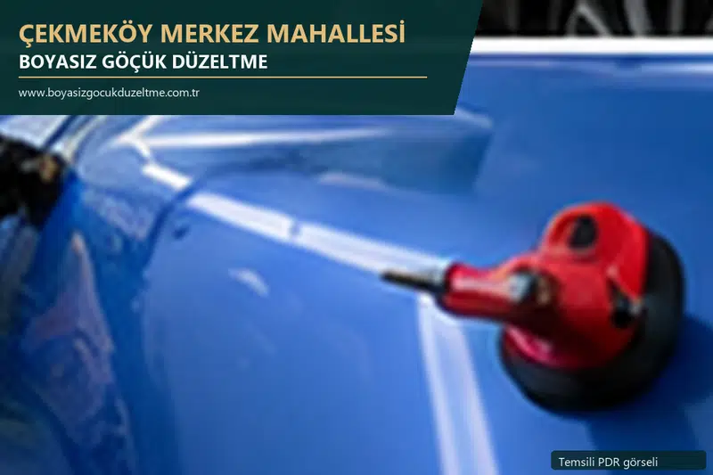 Çekmeköy Merkez Mahallesi hizmet rehberi için modern otomobil ve boyasız göçük incelemesini anlatan temsili görsel