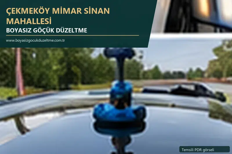 Çekmeköy Mimar Sinan Mahallesi hizmet rehberi için modern otomobil ve boyasız göçük incelemesini anlatan temsili görsel