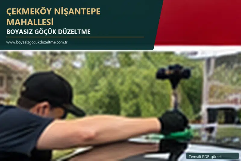 Çekmeköy Nişantepe Mahallesi hizmet rehberi için modern otomobil ve boyasız göçük incelemesini anlatan temsili görsel