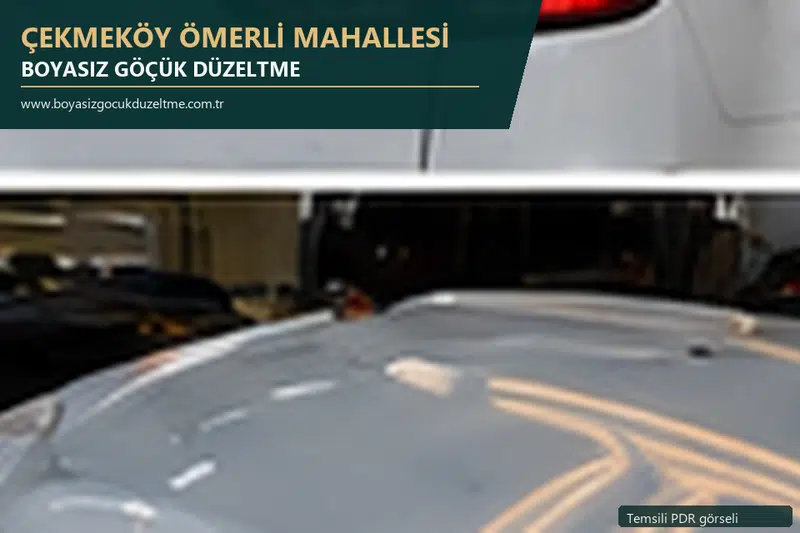 Çekmeköy Ömerli Mahallesi hizmet rehberi için modern otomobil ve boyasız göçük incelemesini anlatan temsili görsel