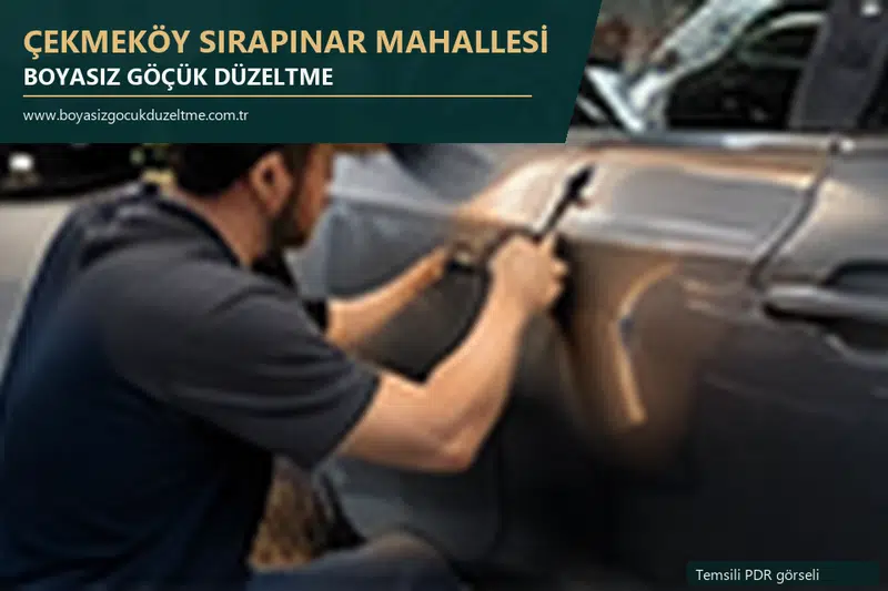 Çekmeköy Sırapınar Mahallesi hizmet rehberi için modern otomobil ve boyasız göçük incelemesini anlatan temsili görsel