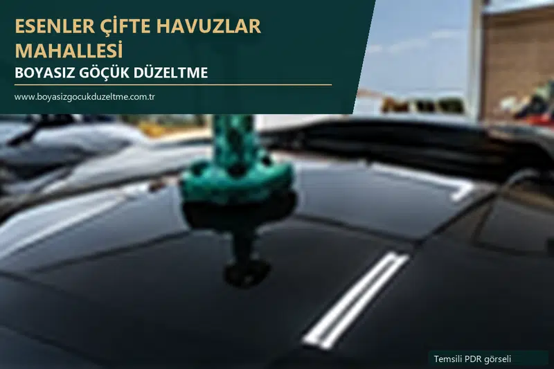 Esenler Çifte Havuzlar Mahallesi hizmet rehberi için modern otomobil ve boyasız göçük incelemesini anlatan temsili görsel