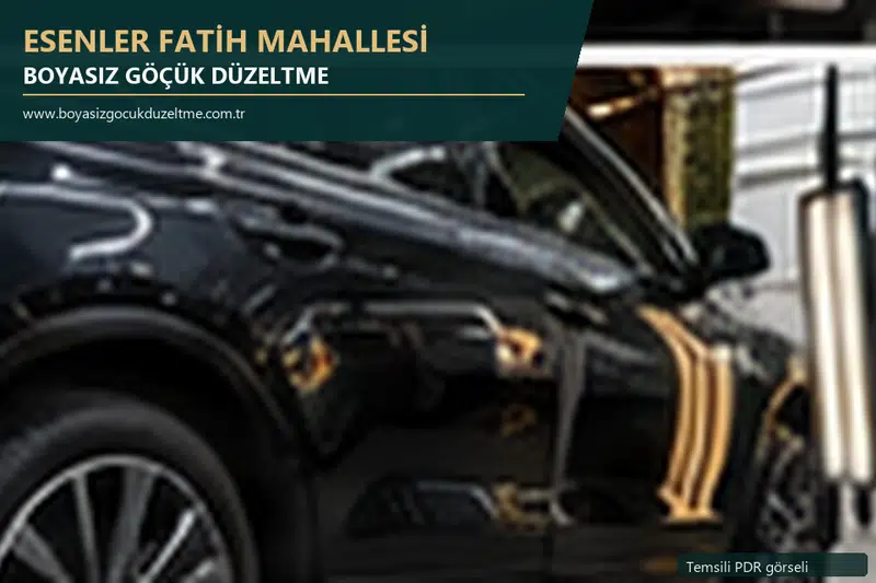 Esenler Fatih Mahallesi hizmet rehberi için modern otomobil ve boyasız göçük incelemesini anlatan temsili görsel
