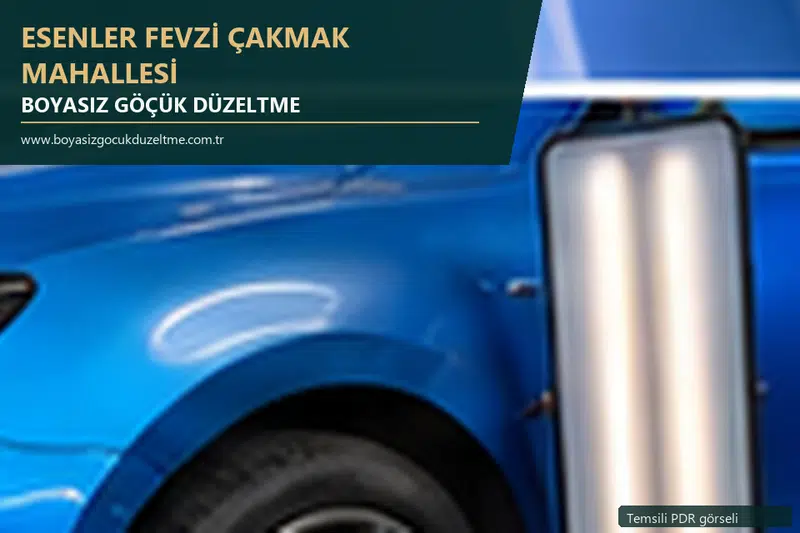 Esenler Fevzi Çakmak Mahallesi hizmet rehberi için modern otomobil ve boyasız göçük incelemesini anlatan temsili görsel