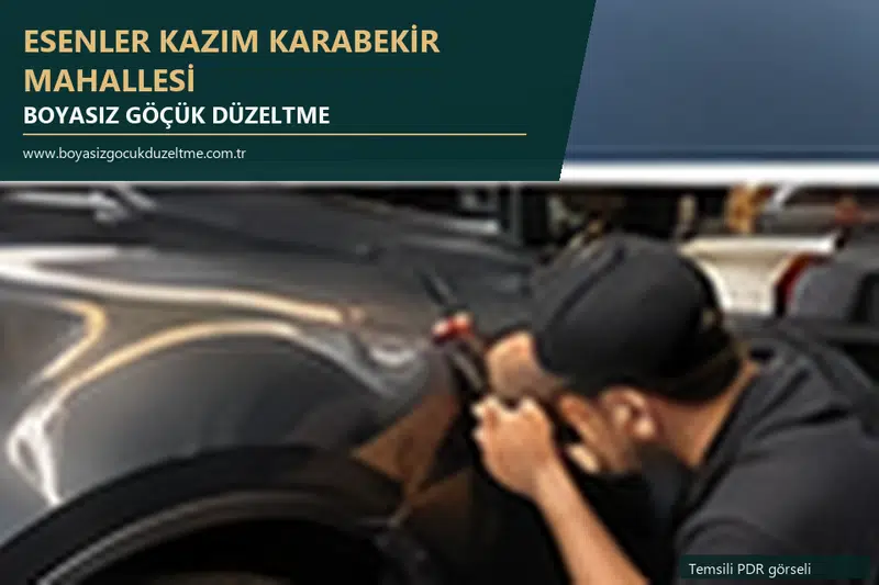 Esenler Kazım Karabekir Mahallesi hizmet rehberi için modern otomobil ve boyasız göçük incelemesini anlatan temsili görsel