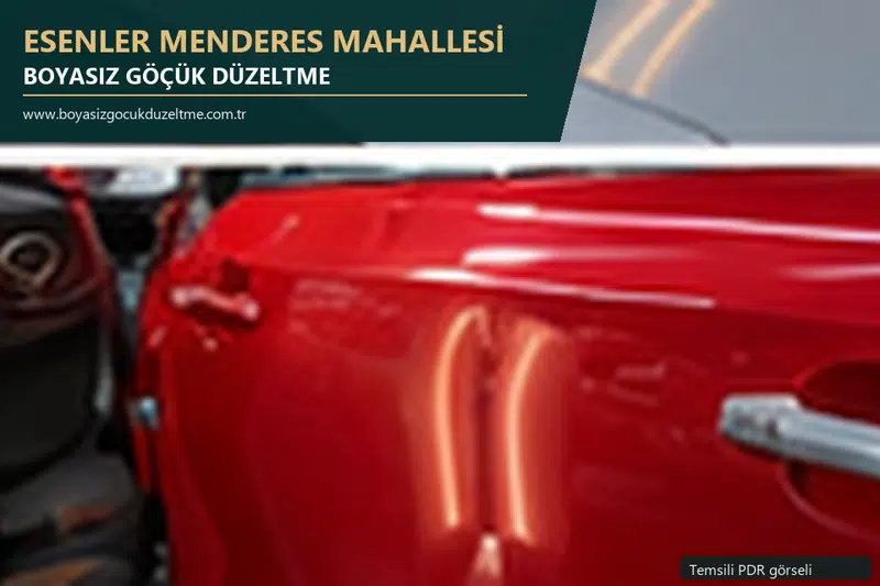 Esenler Menderes Mahallesi hizmet rehberi için modern otomobil ve boyasız göçük incelemesini anlatan temsili görsel