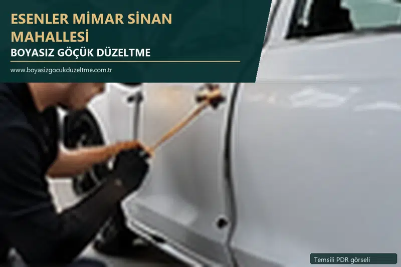 Esenler Mimar Sinan Mahallesi hizmet rehberi için modern otomobil ve boyasız göçük incelemesini anlatan temsili görsel