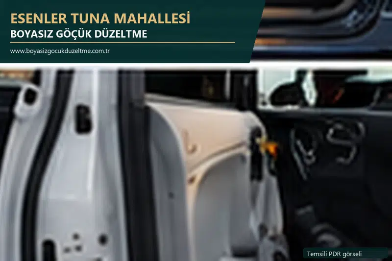 Esenler Tuna Mahallesi hizmet rehberi için modern otomobil ve boyasız göçük incelemesini anlatan temsili görsel
