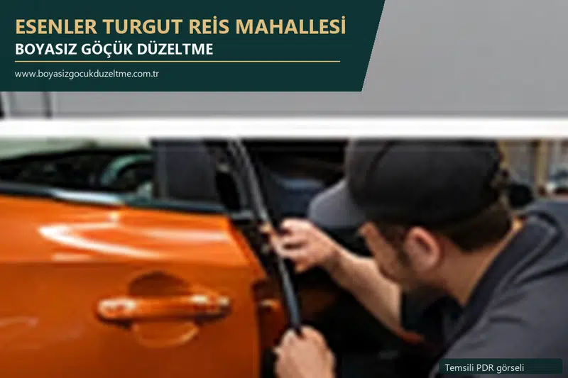 Esenler Turgut Reis Mahallesi hizmet rehberi için modern otomobil ve boyasız göçük incelemesini anlatan temsili görsel