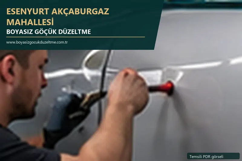 Esenyurt Akçaburgaz Mahallesi hizmet rehberi için modern otomobil ve boyasız göçük incelemesini anlatan temsili görsel
