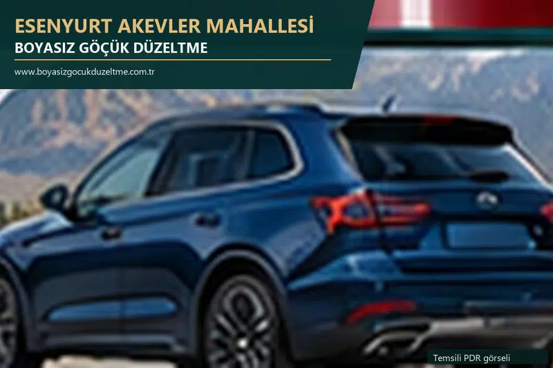 Esenyurt Akevler Mahallesi sabit nokta ve mobil PDR randevusunu anlatan temsili otomobil hizmeti görseli