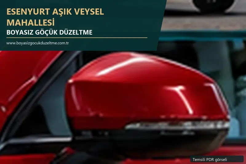 Esenyurt Aşık Veysel Mahallesi hizmet rehberi için modern otomobil ve boyasız göçük incelemesini anlatan temsili görsel