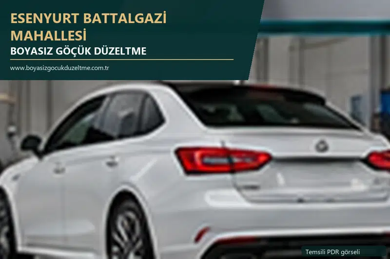 Esenyurt Battalgazi Mahallesi sabit nokta ve mobil PDR randevusunu anlatan temsili otomobil hizmeti görseli