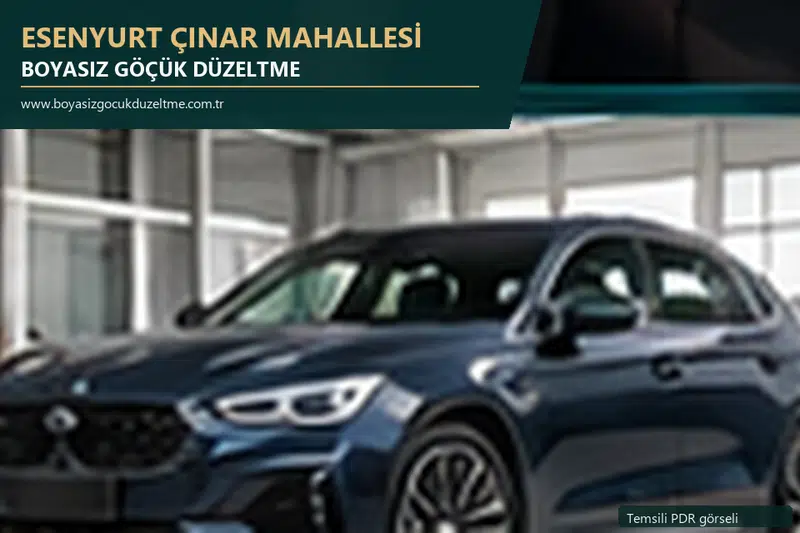 Esenyurt Çınar Mahallesi hizmet rehberi için modern otomobil ve boyasız göçük incelemesini anlatan temsili görsel