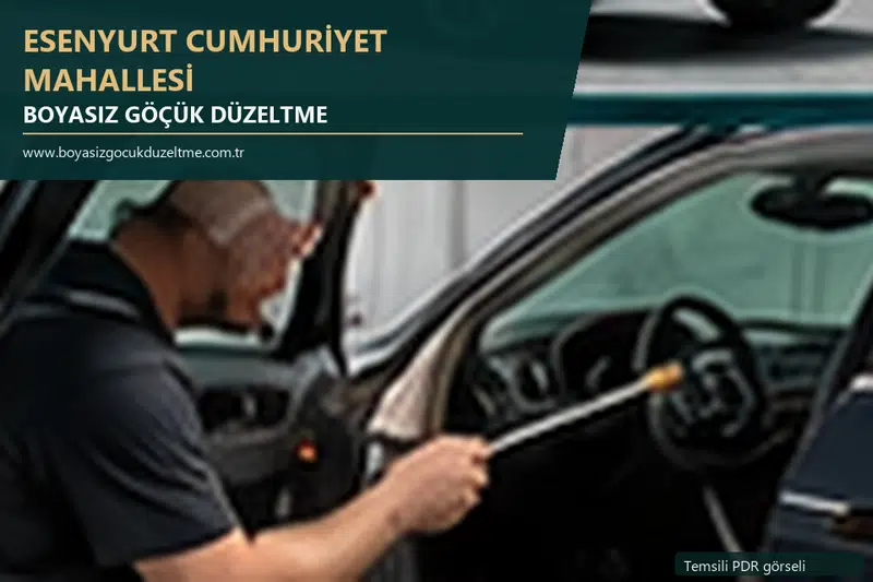 Esenyurt Cumhuriyet Mahallesi sabit nokta ve mobil PDR randevusunu anlatan temsili otomobil hizmeti görseli