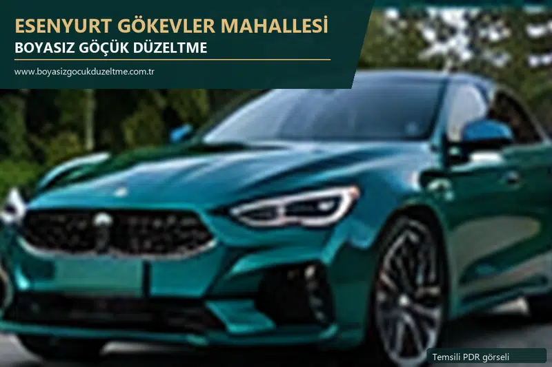 Esenyurt Gökevler Mahallesi sabit nokta ve mobil PDR randevusunu anlatan temsili otomobil hizmeti görseli