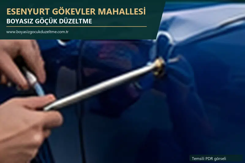 Esenyurt Gökevler Mahallesi hizmet rehberi için modern otomobil ve boyasız göçük incelemesini anlatan temsili görsel