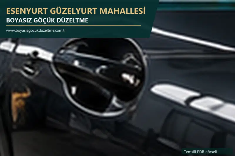 Esenyurt Güzelyurt Mahallesi hizmet rehberi için modern otomobil ve boyasız göçük incelemesini anlatan temsili görsel