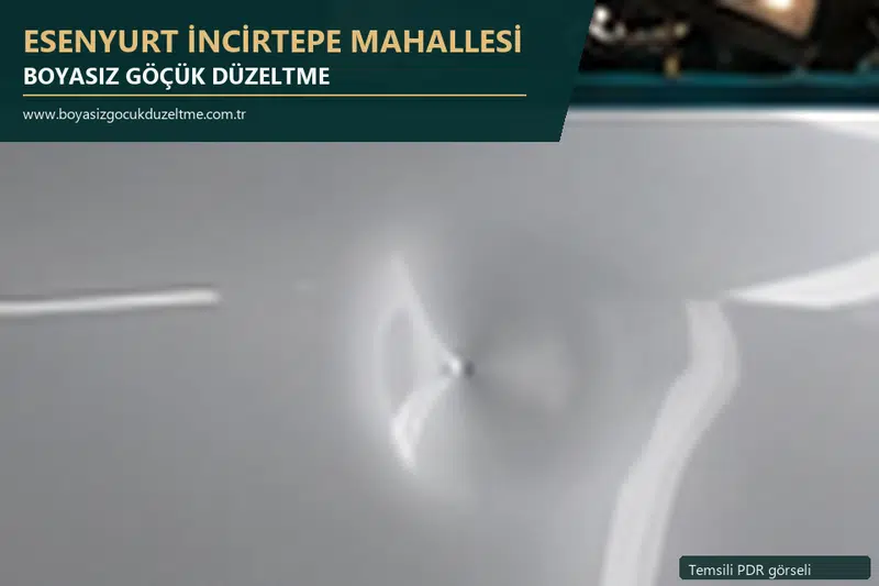 Esenyurt İncirtepe Mahallesi hizmet rehberi için modern otomobil ve boyasız göçük incelemesini anlatan temsili görsel