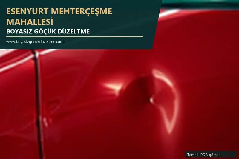 Esenyurt Mehterçeşme Mahallesi hizmet rehberi için modern otomobil ve boyasız göçük incelemesini anlatan temsili görsel