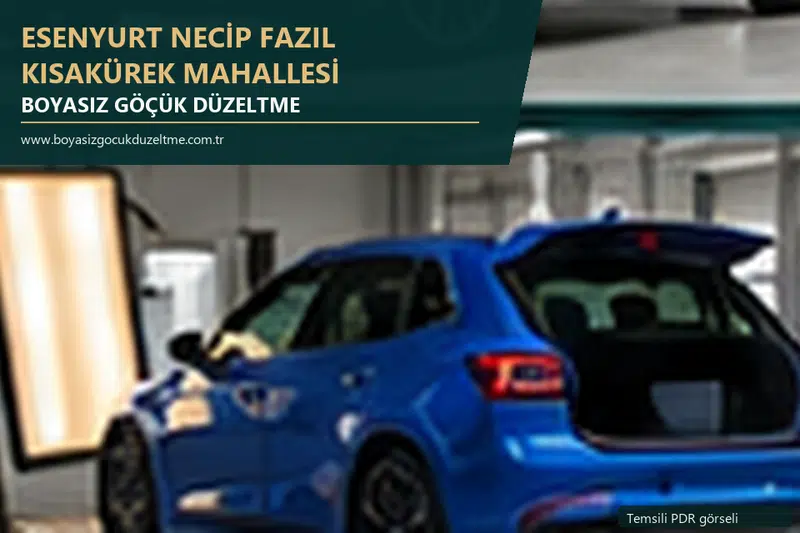 Esenyurt Necip Fazıl Kısakürek Mahallesi hizmet rehberi için modern otomobil ve boyasız göçük incelemesini anlatan temsili görsel