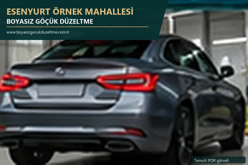 Esenyurt Örnek Mahallesi hizmet rehberi için modern otomobil ve boyasız göçük incelemesini anlatan temsili görsel