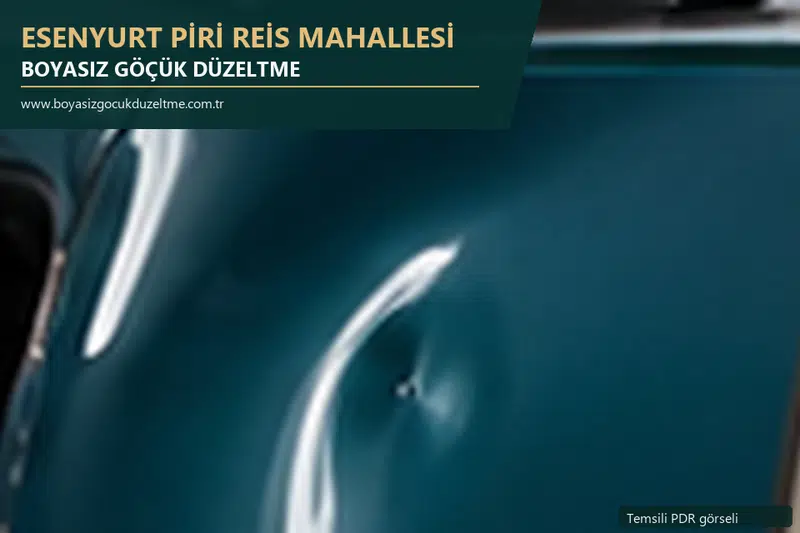 Esenyurt Piri Reis Mahallesi hizmet rehberi için modern otomobil ve boyasız göçük incelemesini anlatan temsili görsel