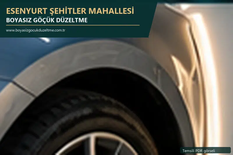 Esenyurt Şehitler Mahallesi hizmet rehberi için modern otomobil ve boyasız göçük incelemesini anlatan temsili görsel