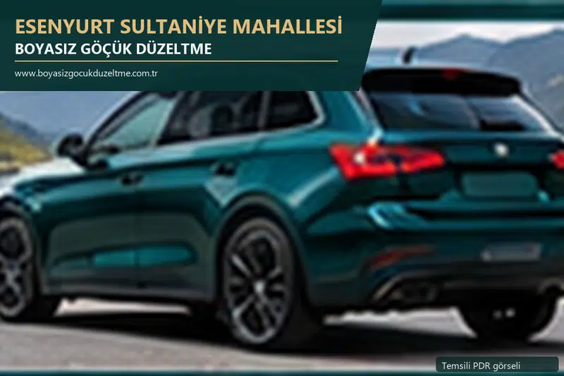 Esenyurt Sultaniye Mahallesi hizmet rehberi için modern otomobil ve boyasız göçük incelemesini anlatan temsili görsel