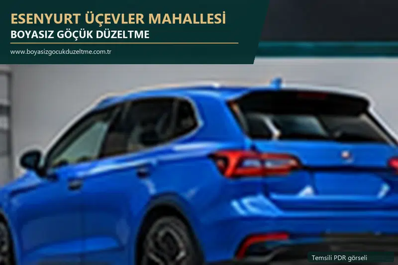 Esenyurt Üçevler Mahallesi hizmet rehberi için modern otomobil ve boyasız göçük incelemesini anlatan temsili görsel