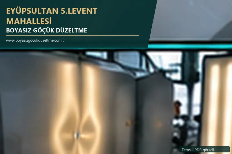 Eyüpsultan 5.Levent Mahallesi hizmet rehberi için modern otomobil ve boyasız göçük incelemesini anlatan temsili görsel