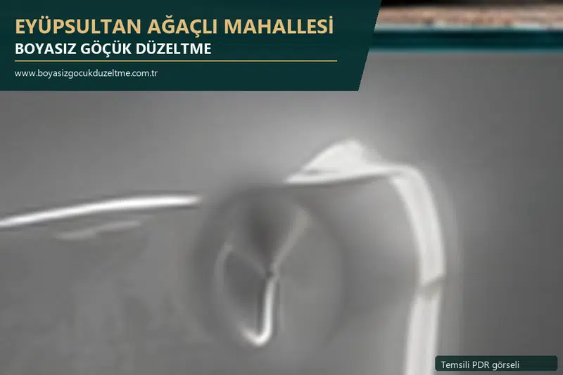 Eyüpsultan Ağaçlı Mahallesi hizmet rehberi için modern otomobil ve boyasız göçük incelemesini anlatan temsili görsel