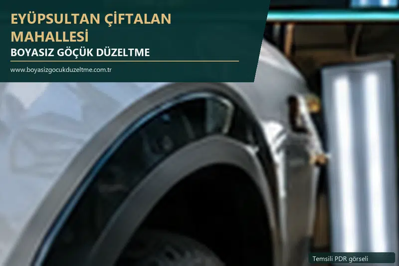 Eyüpsultan Çiftalan Mahallesi hizmet rehberi için modern otomobil ve boyasız göçük incelemesini anlatan temsili görsel