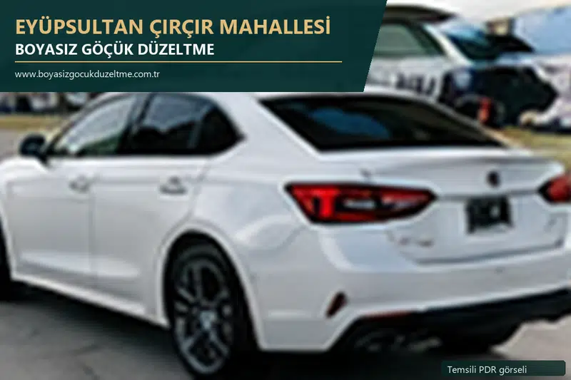 Eyüpsultan Çırçır Mahallesi hizmet rehberi için modern otomobil ve boyasız göçük incelemesini anlatan temsili görsel
