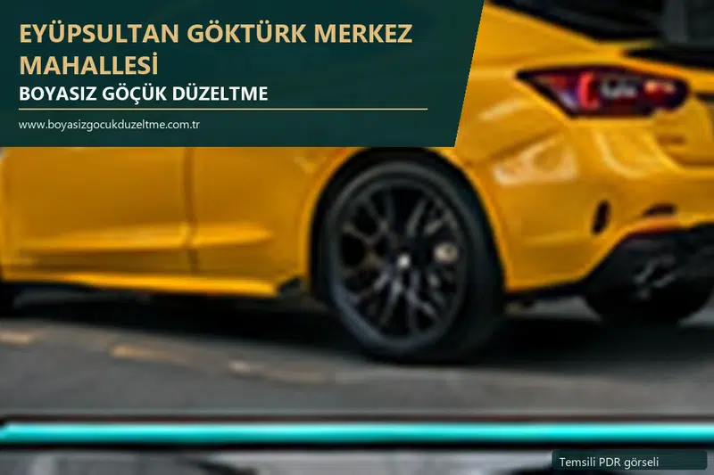 Eyüpsultan Göktürk Merkez Mahallesi hizmet rehberi için modern otomobil ve boyasız göçük incelemesini anlatan temsili görsel