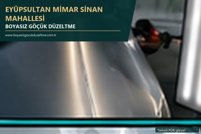 Eyüpsultan Mimar Sinan Mahallesi hizmet rehberi için modern otomobil ve boyasız göçük incelemesini anlatan temsili görsel