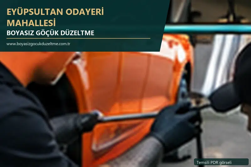 Eyüpsultan Odayeri Mahallesi hizmet rehberi için modern otomobil ve boyasız göçük incelemesini anlatan temsili görsel